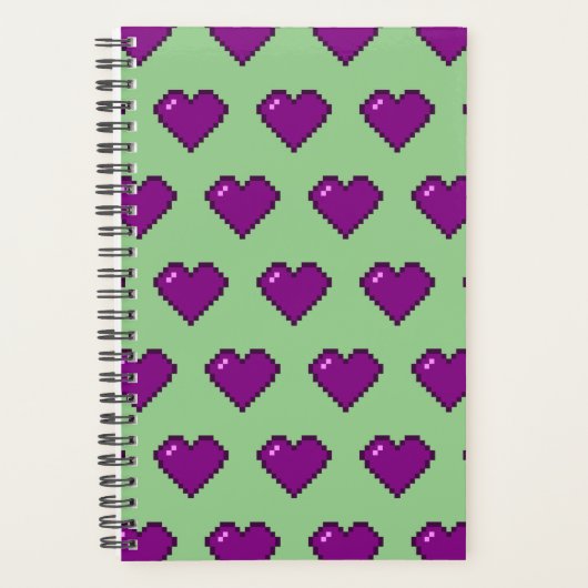 Paars Pixel Heart Pattern Planner (Voorkant)