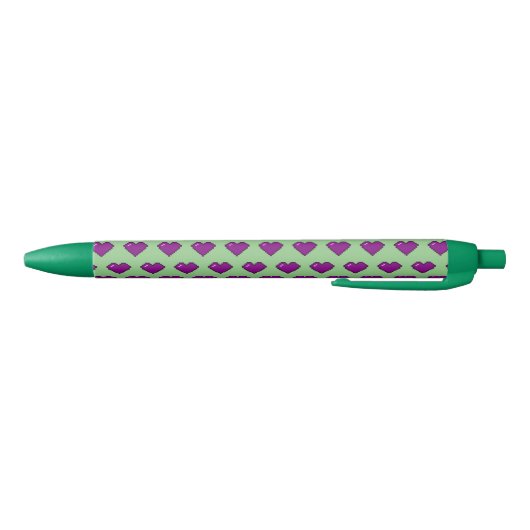 Paars Pixel Heart Pattern Zwarte Inkt Pen (Bodem)