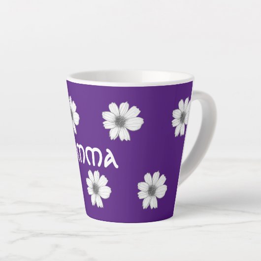 Paars platte vlies latte mok (Rechterhoek)