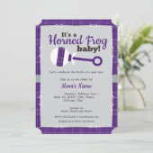 Paars Play Rattle Horned Frog Baby shower Kaart (Staand voorkant)