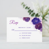 Paars Plum Blue Waterverf Floral RSVP Weddenschap (Staand voorkant)