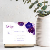 Paars Plum Blue Waterverf Floral RSVP Weddenschap
