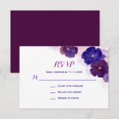 Paars Plum Blue Waterverf Floral RSVP Weddenschap (Voorkant / Achterkant)