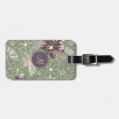 paars plum boho veren doodbloemen bagagelabel (Voorkant horizontaal)