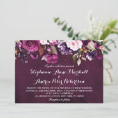 Paars Plum Burgundy Waterverf Floral Rustic Kaart (Staand voorkant)