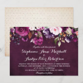 Paars Plum Burgundy Waterverf Floral Rustic Kaart (Voorkant / Achterkant)