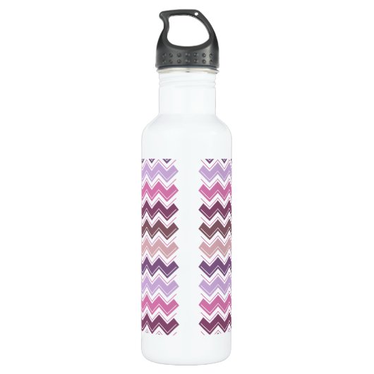 Paars Plum Chevron ZigZag Monogram Waterfles (Achterkant)