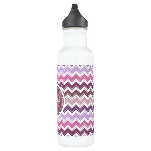 Paars Plum Chevron ZigZag Monogram Waterfles (Rechts)