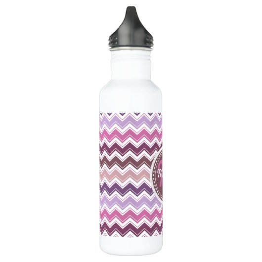 Paars Plum Chevron ZigZag Monogram Waterfles (Links)