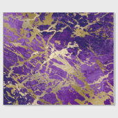Paars Plum Gold Marble Shiny Metallic Leather VIP Cadeaupapier (Vlak)
