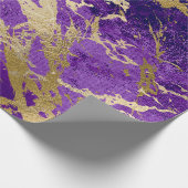 Paars Plum Gold Marble Shiny Metallic Leather VIP Cadeaupapier (Hoek)