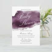 Paars Plum Modern Waterverf Baby shower Kaart (Staand voorkant)