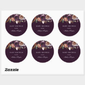 Paars Plum Peach Burgundy Flowers Baby shower Ronde Sticker (Vel)