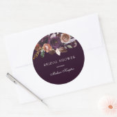 Paars Plum Peach Burgundy Flowers Vrijgezellenfees Ronde Sticker (Envelop)