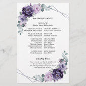 Paars Plum Silver Floral Blooms Wedding Programme (Achterkant)