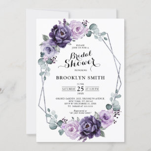 Paars Plum Silver Floral Geometric Vrijgezellenfee Kaart