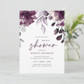 Paars Plum Vrijgezellenfeest Floral Greenery Folia Kaart (Staand voorkant)