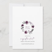 Paars Plum Vrijgezellenfeest Floral Greenery Folia Kaart (Achterkant)