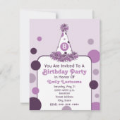 Paars Polka Dot Birthday Party Pet Uitnodigen Kaart (Voorkant)