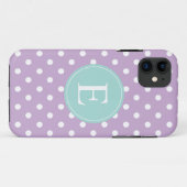 Paars Polka Dot Blauwgroen Monogram Case-Mate iPhone Case (Achterkant (horizontaal))