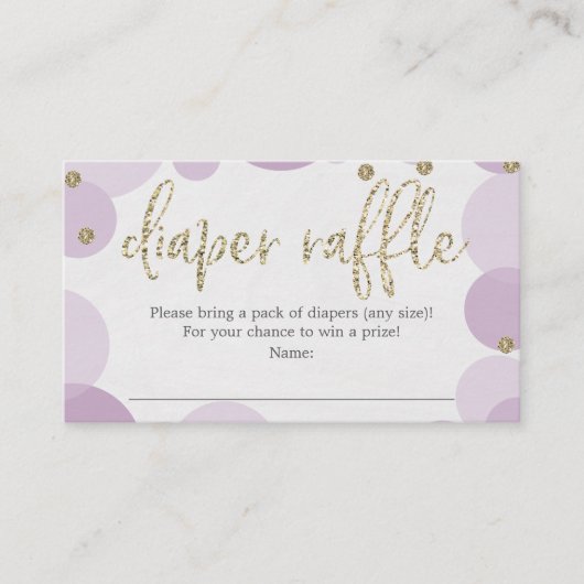 Paars Polka Dot Diaper Raffle Baby shower Kaart (Voorkant)