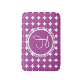 Paars Polka Dot Monogram Badmat (Voorkant Verticaal)