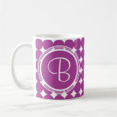 Paars Polka Dot Monogram Koffiemok (Links)