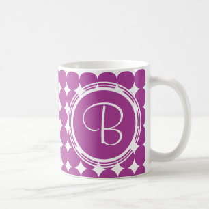 Paars Polka Dot Monogram Koffiemok