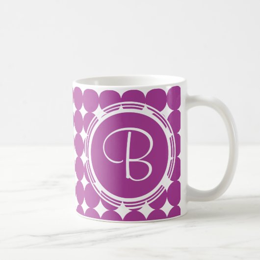 Paars Polka Dot Monogram Koffiemok (Rechts)