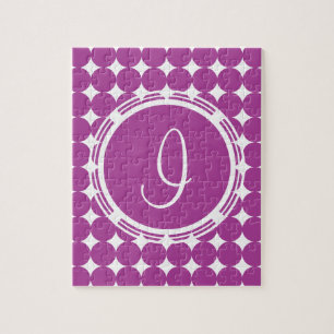 Paars Polka Dot Monogram Legpuzzel