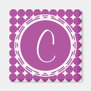 Paars Polka Dot Monogram Magneet