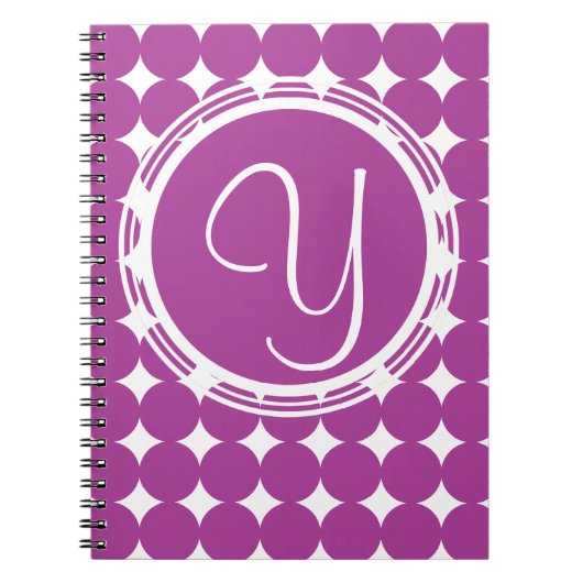 Paars Polka Dot Monogram Notitieboek (Voorkant)