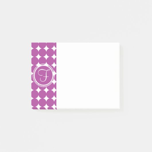 Paars Polka Dot Monogram Post-it® Notes (Voorkant)