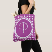 Paars Polka Dot Monogram Tote Bag (Dichtbij)