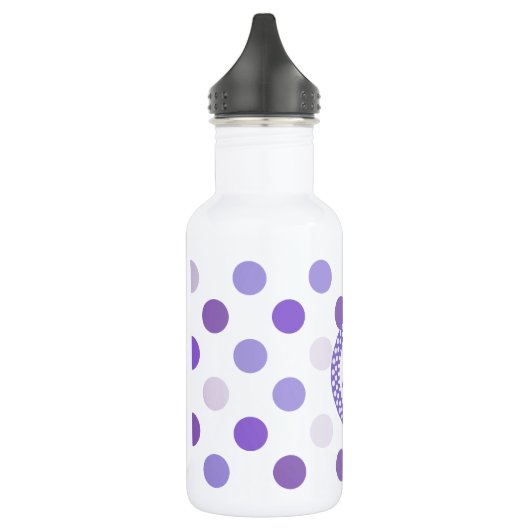Paars Polka Dot Monogram Waterfles (Links)