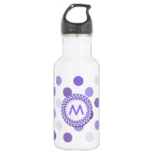 Paars Polka Dot Monogram Waterfles (Voorkant)