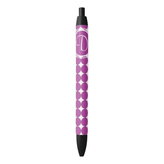 Paars Polka Dot Monogram Zwarte Inkt Pen (Voorkant Verticaal)