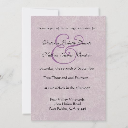 Paars Polka Dot Pattern Monogram Weddenschap Sjabl Kaart (Achterkant)