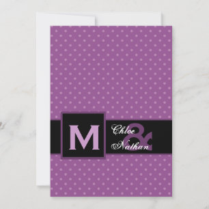 Paars Polka Dot Pattern Monogram Weddenschap Sjabl Kaart