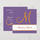 Paars Polka Dot Pattern Monogram Wedding Z209 Kaart (Voorkant / Achterkant)