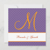 Paars Polka Dot Pattern Monogram Wedding Z209 Kaart (Voorkant)
