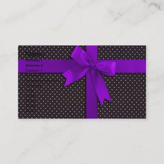 Paars Polka Dot Ribbon Visitekaartje (Voorkant)