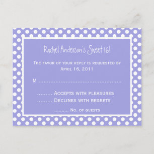 Paars Polka Dot RSVP Briefkaart