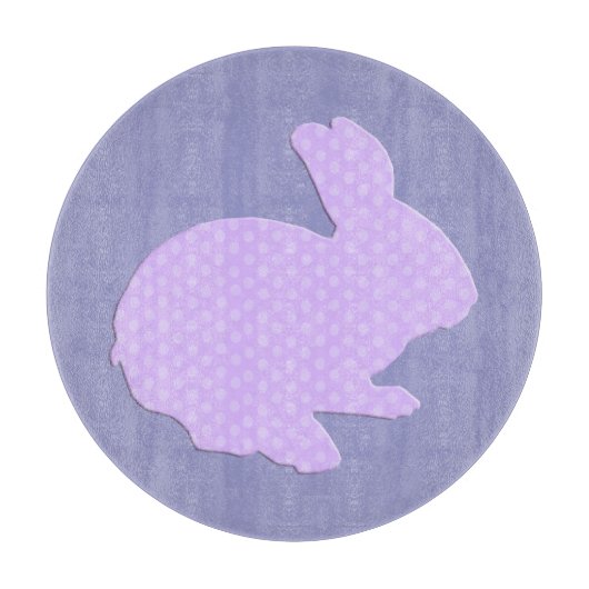 Paars Polka Dot Silhouette Bunny Cutting Board Snijplank (Voorkant)