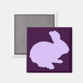Paars Polka Dot Silhouette Easter Bunny Magnet (Voorkant / Achterkant)