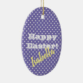 Paars PolkaDot HappyPasen Keramisch Ornament (Rechts)