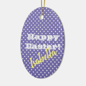 Paars PolkaDot HappyPasen Keramisch Ornament (Links)