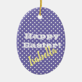   Paars PolkaDot HappyPasen Keramisch Ornament