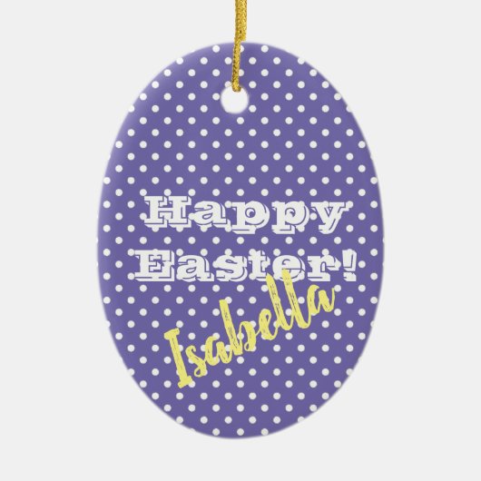 Paars PolkaDot HappyPasen Keramisch Ornament (Voorkant)