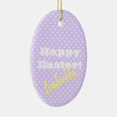 Paars PolkaDot HappyPasen Keramisch Ornament (Rechts)